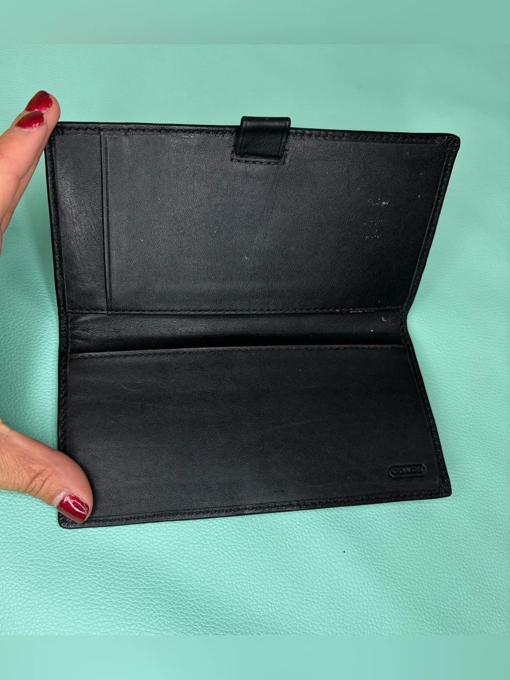 Coach Vintage Black Leather Checkbook Cover‎ Wallet